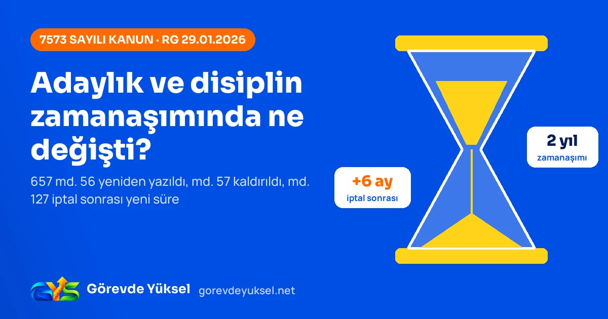 Kum saati çizimi ve 7573 sayılı Kanun ile adaylık ve disiplin zamanaşımı değişikliği başlığı