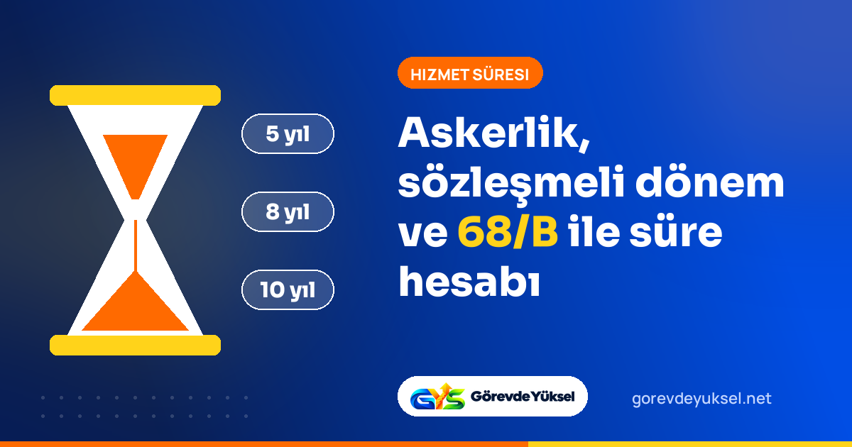 Kum saati ve 5, 8, 10 yıl etiketleriyle görevde yükselme hizmet süresi hesaplama kapağı