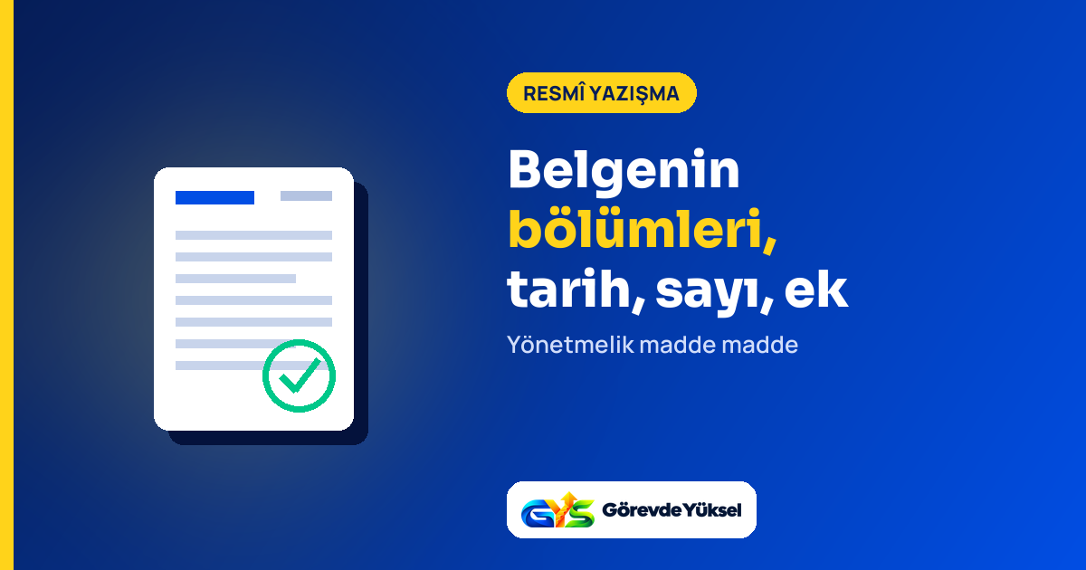 Resmî Yazışma Yönetmeliği GYS özeti kapak görseli, onay işaretli resmî belge çizimi
