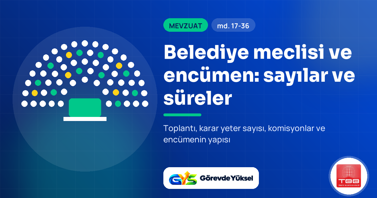 Belediye meclisi ve encümen ders özeti kapak görseli: yarım daire meclis sıraları