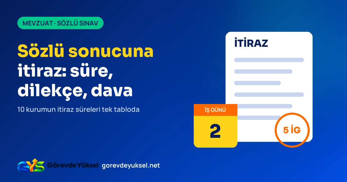 İtiraz belgesi, takvim ve damga çizimiyle sözlü sınav sonucuna itirazı anlatan kapak görseli