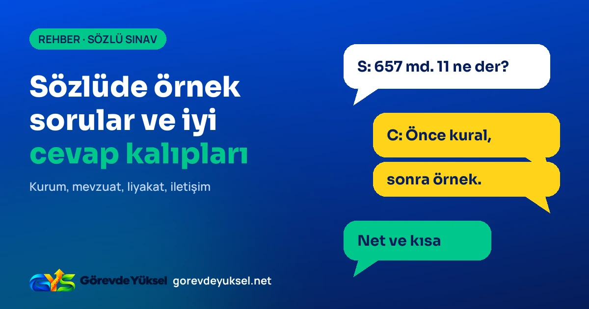 Sözlü sınav soru ve cevaplarını konuşma balonlarıyla anlatan kapak görseli