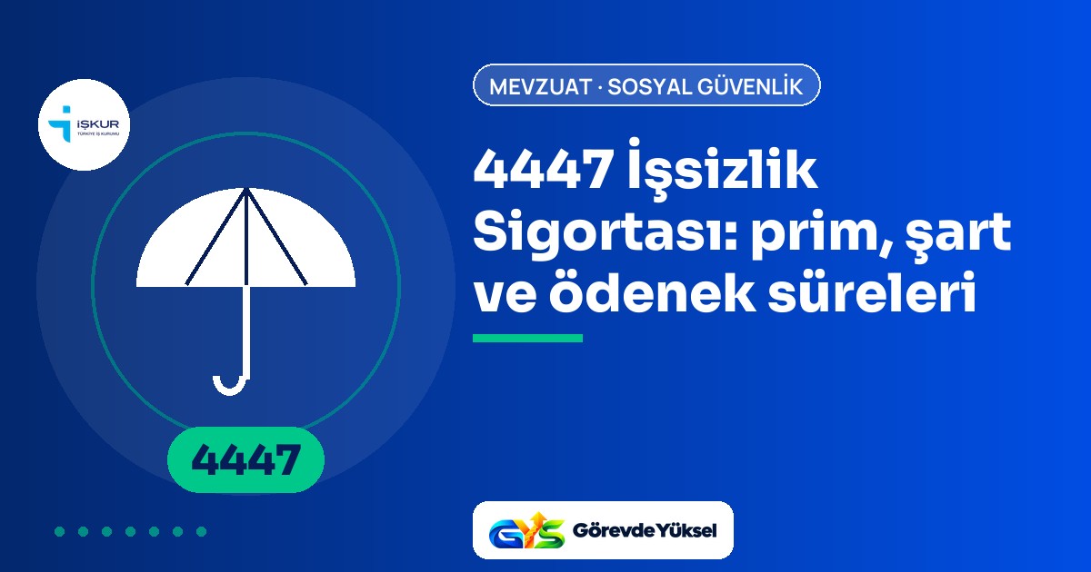 4447 sayılı İşsizlik Sigortası Kanunu kapak görseli: şemsiye ikonu ve 4447 rozeti