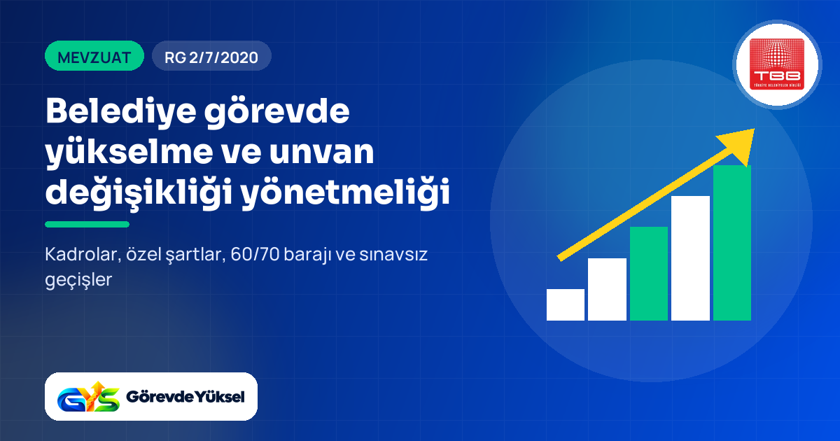 Belediye görevde yükselme ve unvan değişikliği yönetmeliği kapak görseli: basamaklar ve yukarı ok