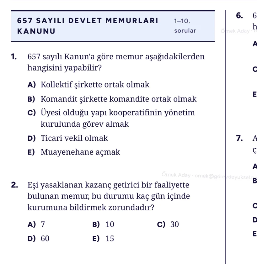 PDF sayfasında silik Görevde Yüksel filigranı ve kişisel damga